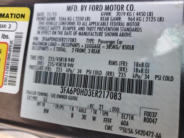Photo 10 from auction – 2014 FORD FUSION SE with VIN 3FA6P0HD3ER217083