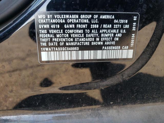 Photo 10 from auction – 2016 VOLKSWAGEN PASSAT S with VIN 1VWAT7A3XGC049953