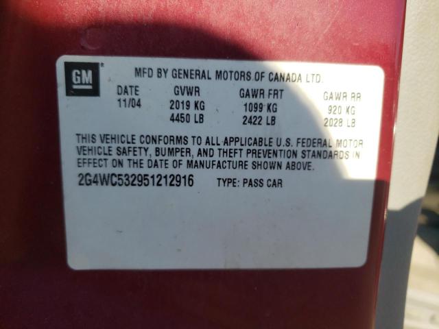 Photo 10 from auction – 2005 BUICK LACROSSE C with VIN 2G4WC532951212916