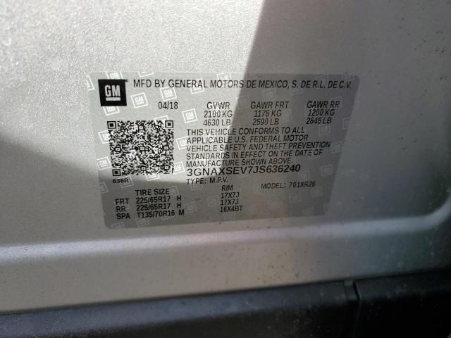 Photo 10 from auction – 2018 CHEVROLET EQUINOX LT with VIN 3GNAXSEV7JS636240