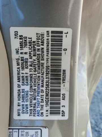 Photo 10 from auction – 2003 HONDA ACCORD with VIN 1HGEM22583L078299