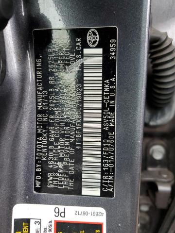 Photo 10 from auction – 2013 TOYOTA CAMRY L with VIN 4T1BF1FK8DU219823