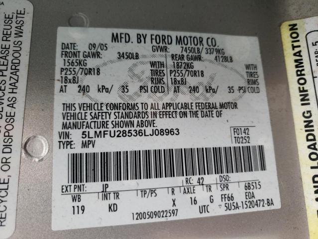 Photo 10 from auction – 2006 LINCOLN NAVIGATOR with VIN 5LMFU28536LJ08963