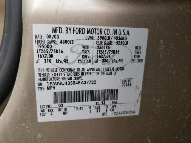 Photo 10 from auction – 2004 FORD EXCURSION with VIN 1FMNU43S84EA37722