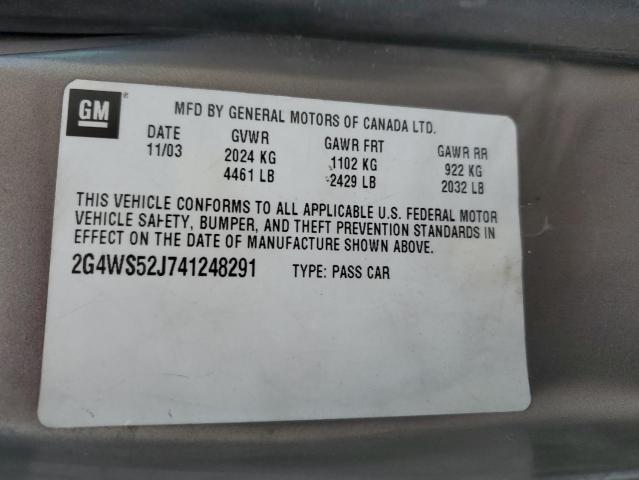 Photo 10 from auction – 2004 BUICK CENTURY CU with VIN 2G4WS52J741248291