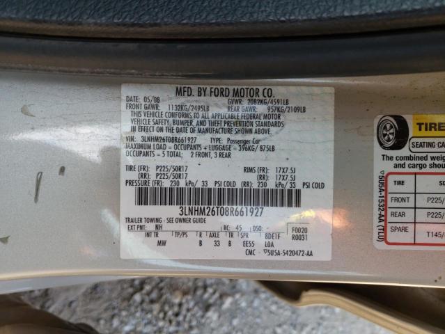 Photo 10 from auction – 2008 LINCOLN MKZ with VIN 3LNHM26T08R661927