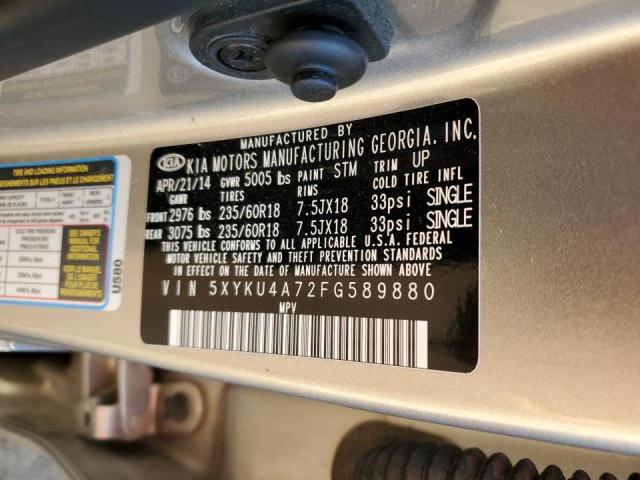 Photo 10 from auction – 2015 KIA SORENTO EX with VIN 5XYKU4A72FG589880