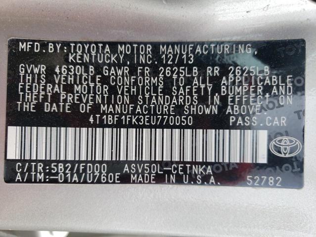 Photo 10 from auction – 2014 TOYOTA CAMRY L with VIN 4T1BF1FK3EU770050