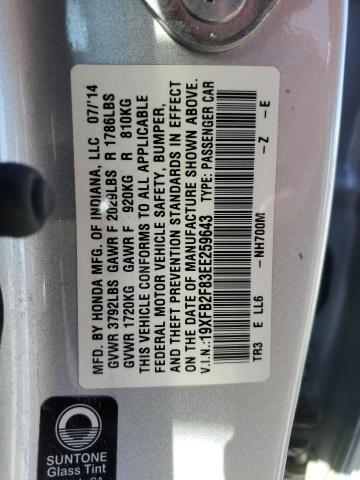 Photo 10 from auction – 2014 HONDA CIVIC EX with VIN 19XFB2F83EE259643