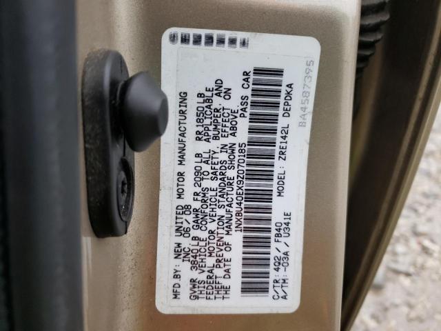 Photo 10 from auction – 2009 TOYOTA COROLLA BA with VIN 1NXBU40EX9Z070185
