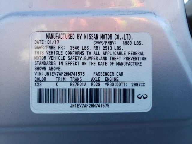 Photo 10 from auction – 2017 INFINITI Q50 PREMIU with VIN JN1EV7AP2HM741575