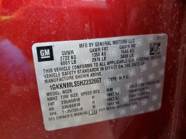 Photo 10 from auction – 2017 GMC ACADIA SLT with VIN 1GKKNMLS5HZ232667