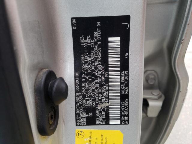Photo 10 from auction – 2004 TOYOTA HIGHLANDER with VIN JTEGP21A140021616