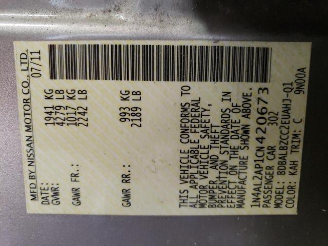 Photo 10 from auction – 2012 NISSAN ALTIMA BAS with VIN 1N4AL2AP1CN420673