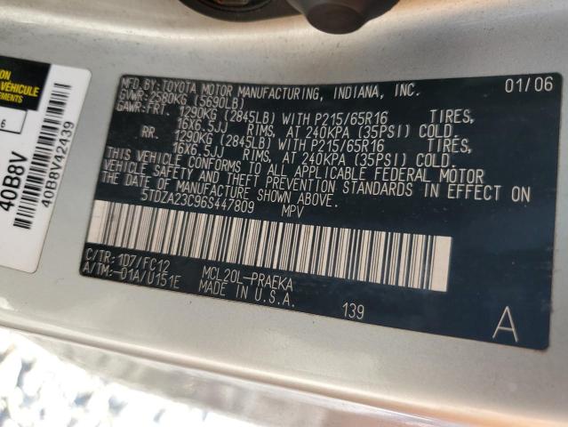Photo 10 from auction – 2006 TOYOTA SIENNA CE with VIN 5TDZA23C96S447809