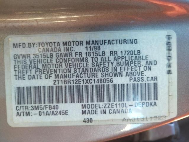 Photo 10 from auction – 1999 TOYOTA COROLLA VE with VIN 2T1BR12E1XC148056