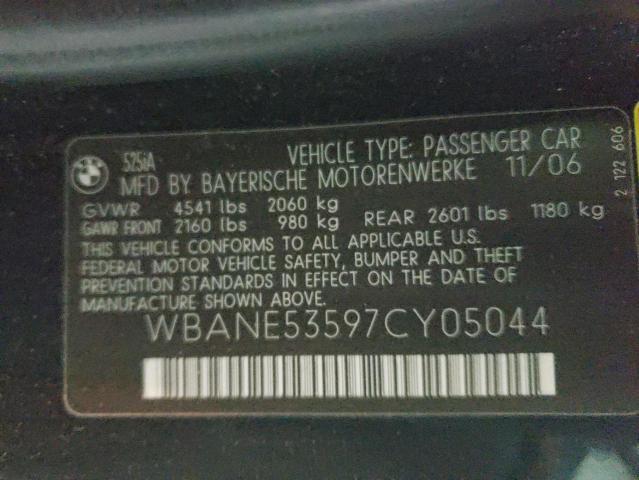 Photo 10 from auction – 2007 BMW 525 I with VIN WBANE53597CY05044