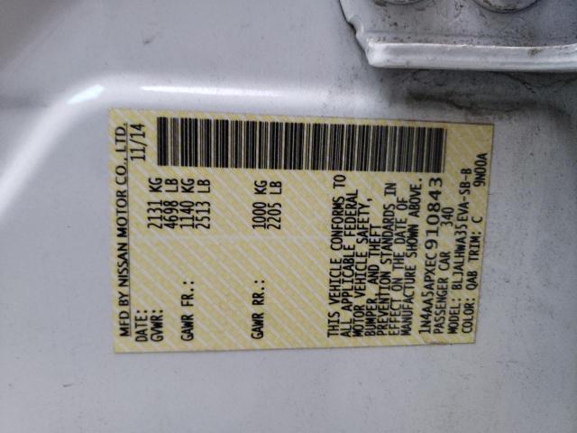 Photo 10 from auction – 2014 NISSAN MAXIMA S with VIN 1N4AA5APXEC910843