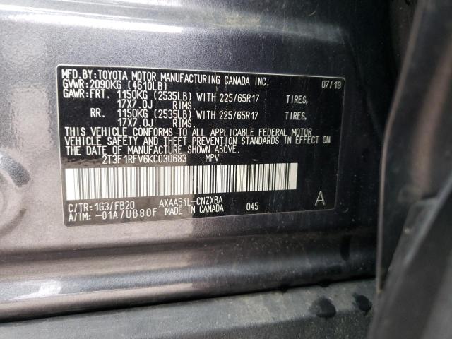 Photo 10 from auction – 2019 TOYOTA RAV4 LE with VIN 2T3F1RFV6KC030683