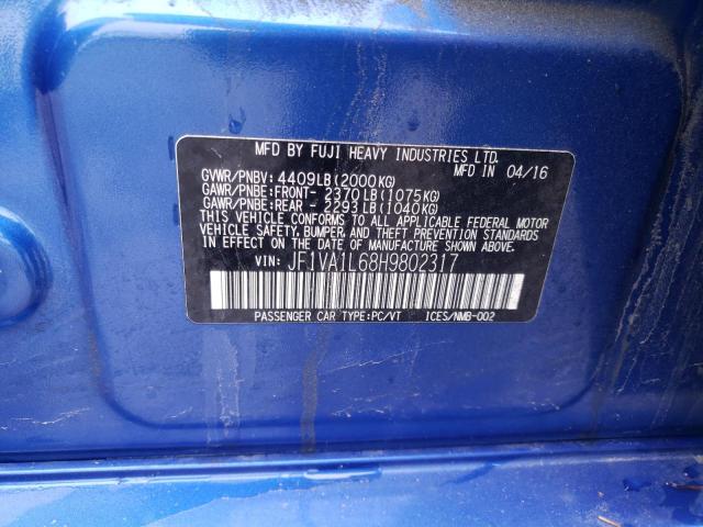 Photo 10 from auction – 2017 SUBARU WRX LIMITE with VIN JF1VA1L68H9802317