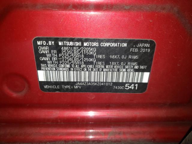 Photo 10 from auction – 2019 MITSUBISHI OUTLANDER with VIN JA4AZ3A35KZ041012
