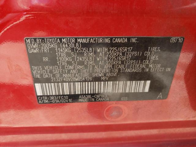 Photo 10 from auction – 2011 TOYOTA RAV4 with VIN 2T3ZF4DV2BW054126