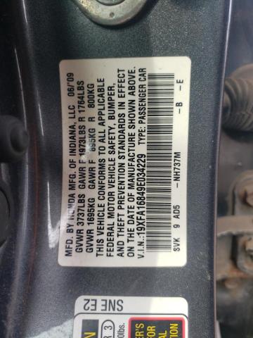 Photo 10 from auction – 2009 HONDA CIVIC EX with VIN 19XFA16849E034229