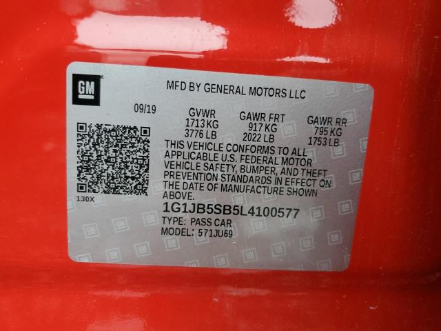 Photo 10 from auction – 2020 CHEVROLET SONIC LS with VIN 1G1JB5SB5L4100577