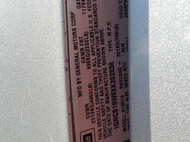 Photo 10 from auction – 1999 CHEVROLET BLAZER with VIN 1GNCS18W8XK202838