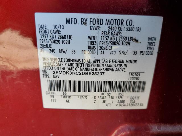 Photo 10 from auction – 2013 FORD EDGE LIMIT with VIN 2FMDK3KC2DBE25207