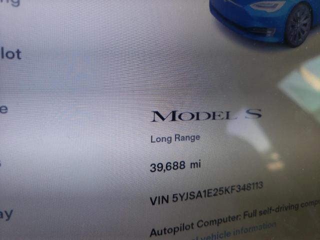 Photo 8 from auction – 2019 TESLA MODEL S with VIN 5YJSA1E25KF348113