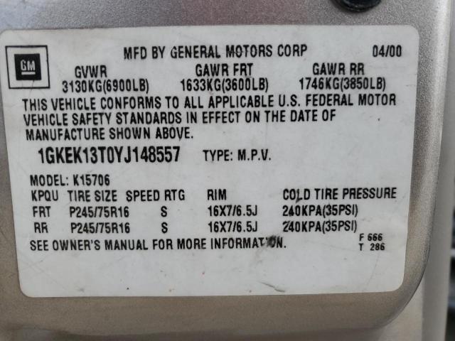 Photo 10 from auction – 2000 GMC YUKON with VIN 1GKEK13T0YJ148557