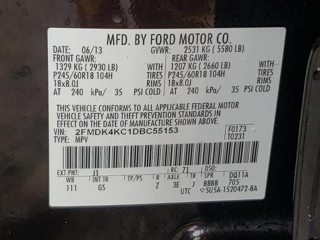 Photo 10 from auction – 2013 FORD EDGE LIMIT with VIN 2FMDK4KC1DBC55153