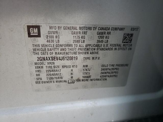 Photo 10 from auction – 2018 CHEVROLET EQUINOX LT with VIN 2GNAXSEV4J6120819