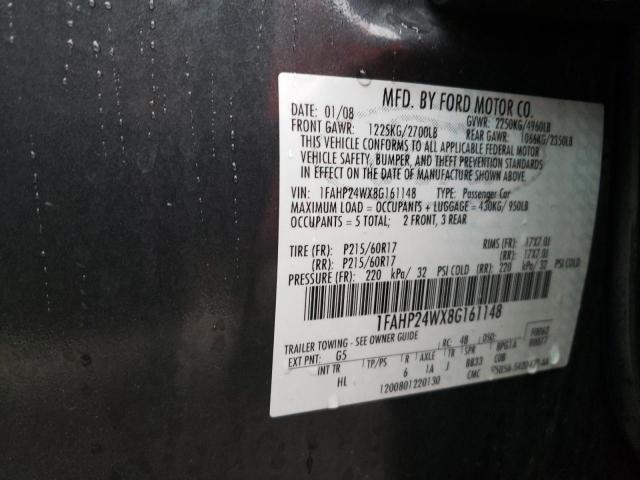 Photo 10 from auction – 2008 FORD TAURUS SEL with VIN 1FAHP24WX8G161148