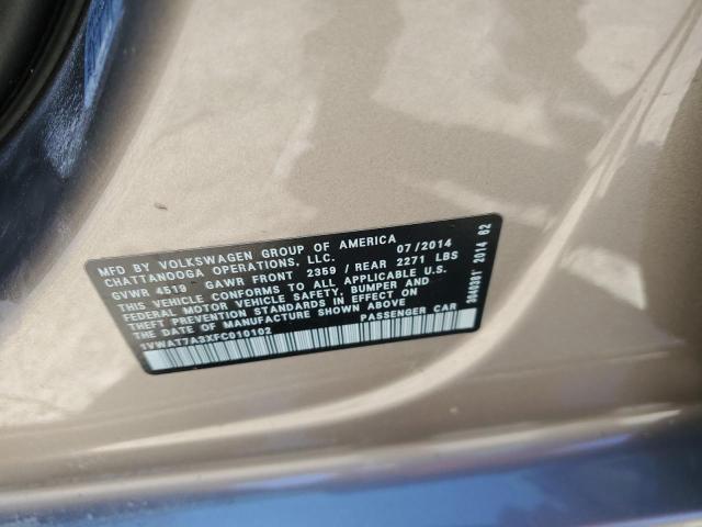 Photo 10 from auction – 2015 VOLKSWAGEN PASSAT S with VIN 1VWAT7A3XFC010102