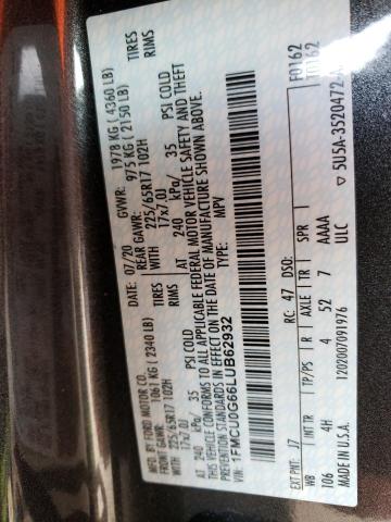 Photo 10 from auction – 2020 FORD ESCAPE SE with VIN 1FMCU0G66LUB62932