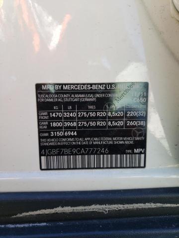 Photo 10 from auction – 2012 MERCEDES-BENZ GL-CLASS G with VIN 4JGBF7BE9CA777246