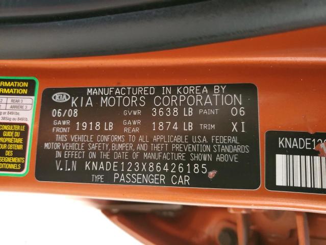 Photo 10 from auction – 2008 KIA RIO BASE with VIN KNADE123X86426185