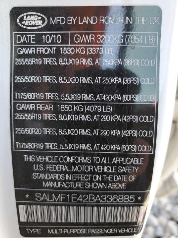 Photo 10 from auction – 2011 LAND ROVER RANGE ROVE with VIN SALMF1E42BA336885