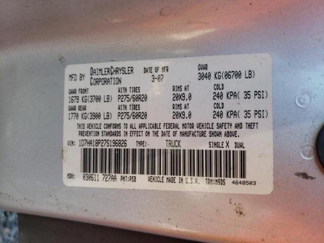 Photo 10 from auction – 2007 DODGE RAM 1500 S with VIN 1D7HA18P27S196826