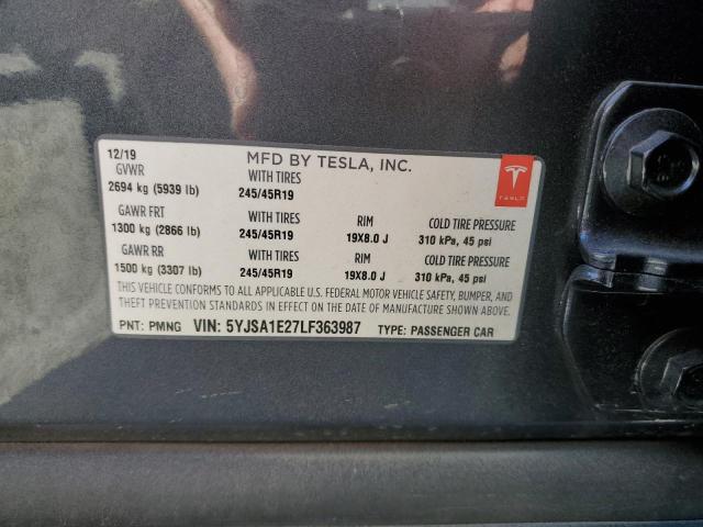 Photo 10 from auction – 2020 TESLA MODEL S with VIN 5YJSA1E27LF363987