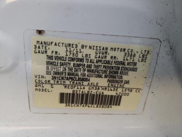 Photo 10 from auction – 2012 NISSAN VERSA S with VIN 3N1CN7AP6CL858084