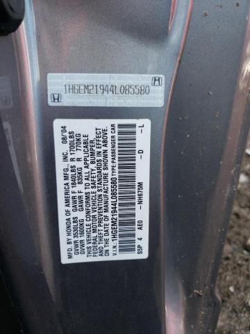 Photo 10 from auction – 2004 HONDA CIVIC with VIN 1HGEM21944L085580