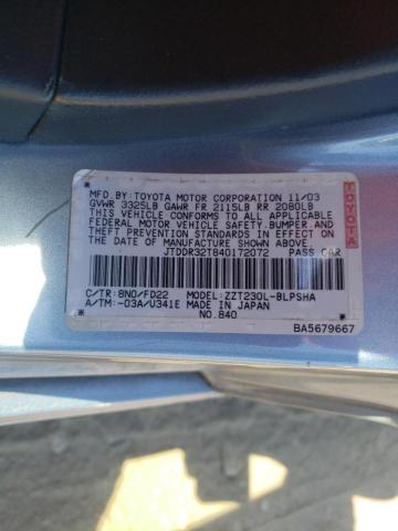 Photo 10 from auction – 2004 TOYOTA CELICA GT with VIN JTDDR32T840172072