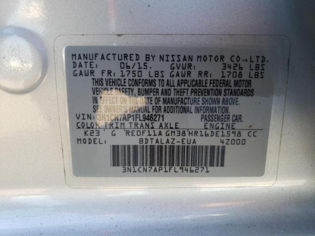 Photo 10 from auction – 2015 NISSAN VERSA S with VIN 3N1CN7AP1FL946271