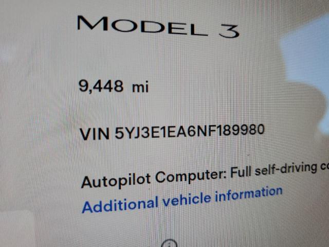 Photo 8 from auction – 2022 TESLA MODEL 3 with VIN 5YJ3E1EA6NF189980