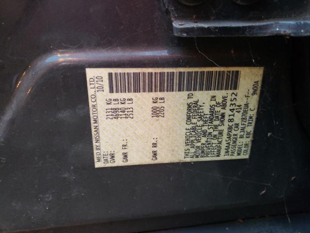 Photo 10 from auction – 2011 NISSAN MAXIMA S with VIN 1N4AA5APXBC814352
