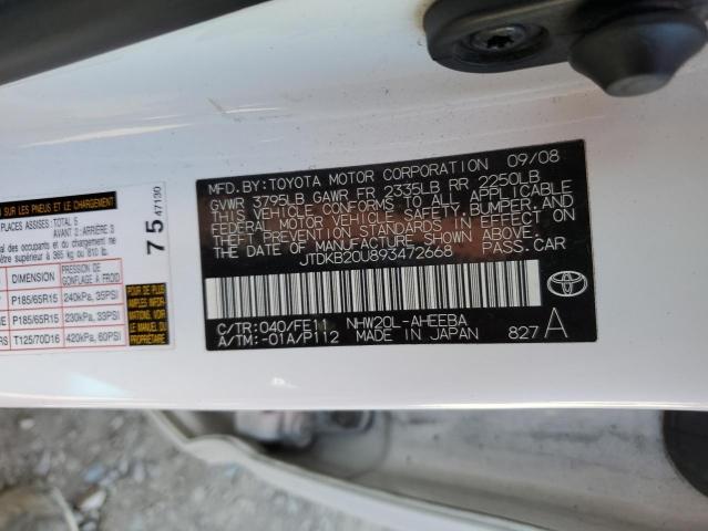 Photo 10 from auction – 2009 TOYOTA PRIUS with VIN JTDKB20U893472668