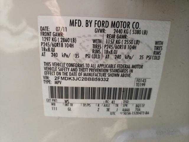 Photo 10 from auction – 2011 FORD EDGE SEL with VIN 2FMDK3JC2BBB59332